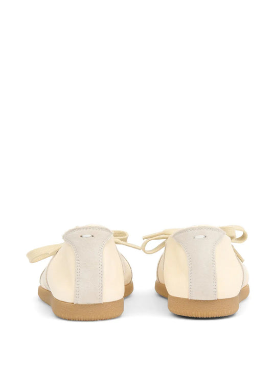 Tan shoes, back view