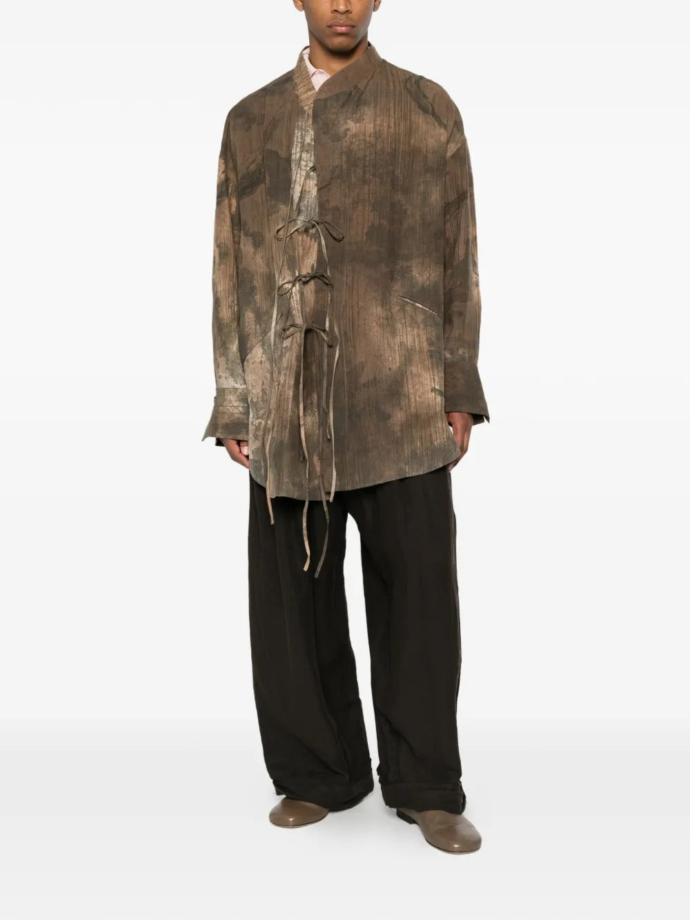Brown shirt, full body view