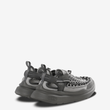 Grey sneakers, back view