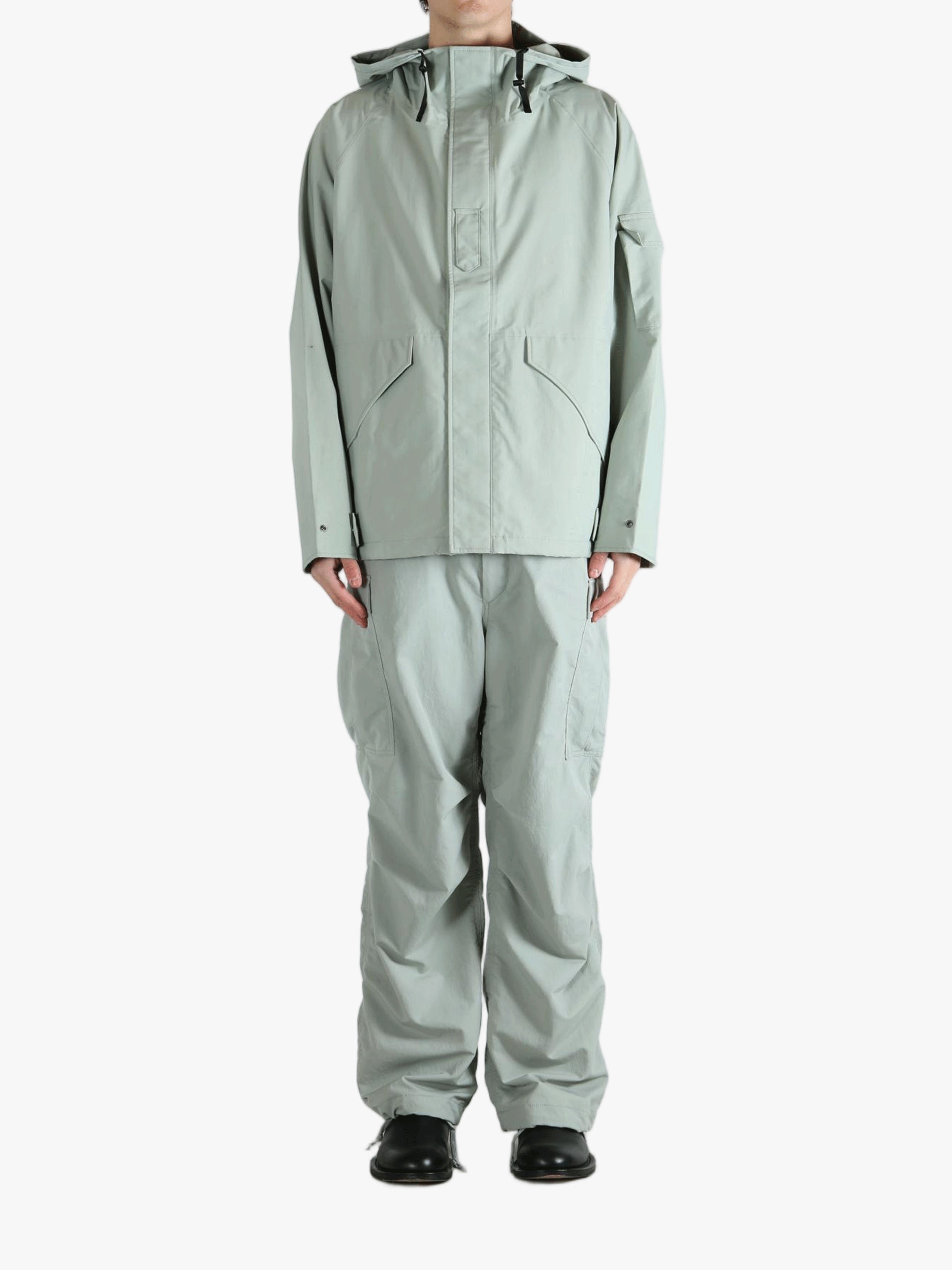Grey jacket, full body view