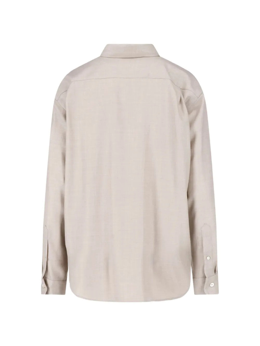 Tan shirt, back view