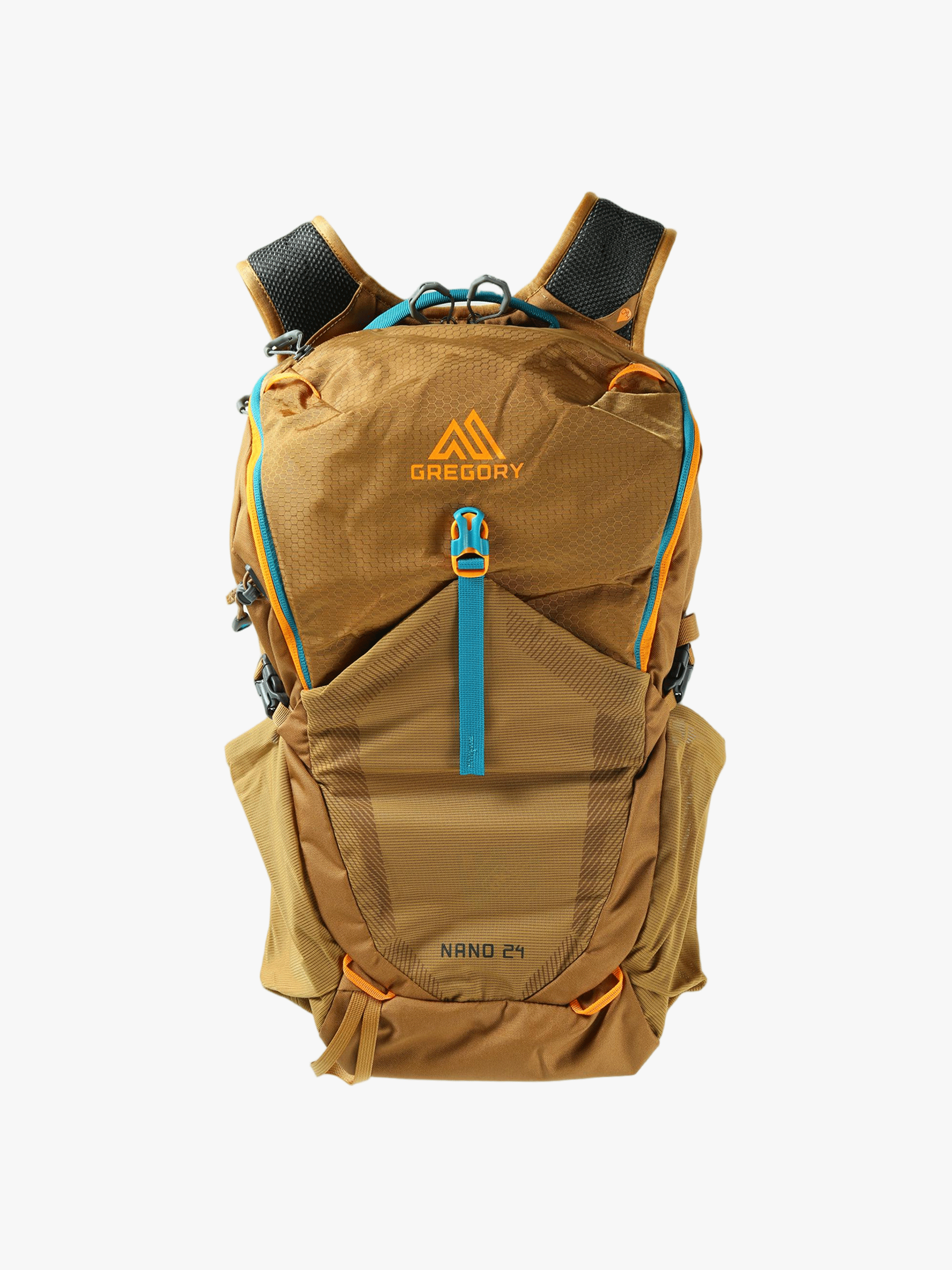 Tan backpack, front view