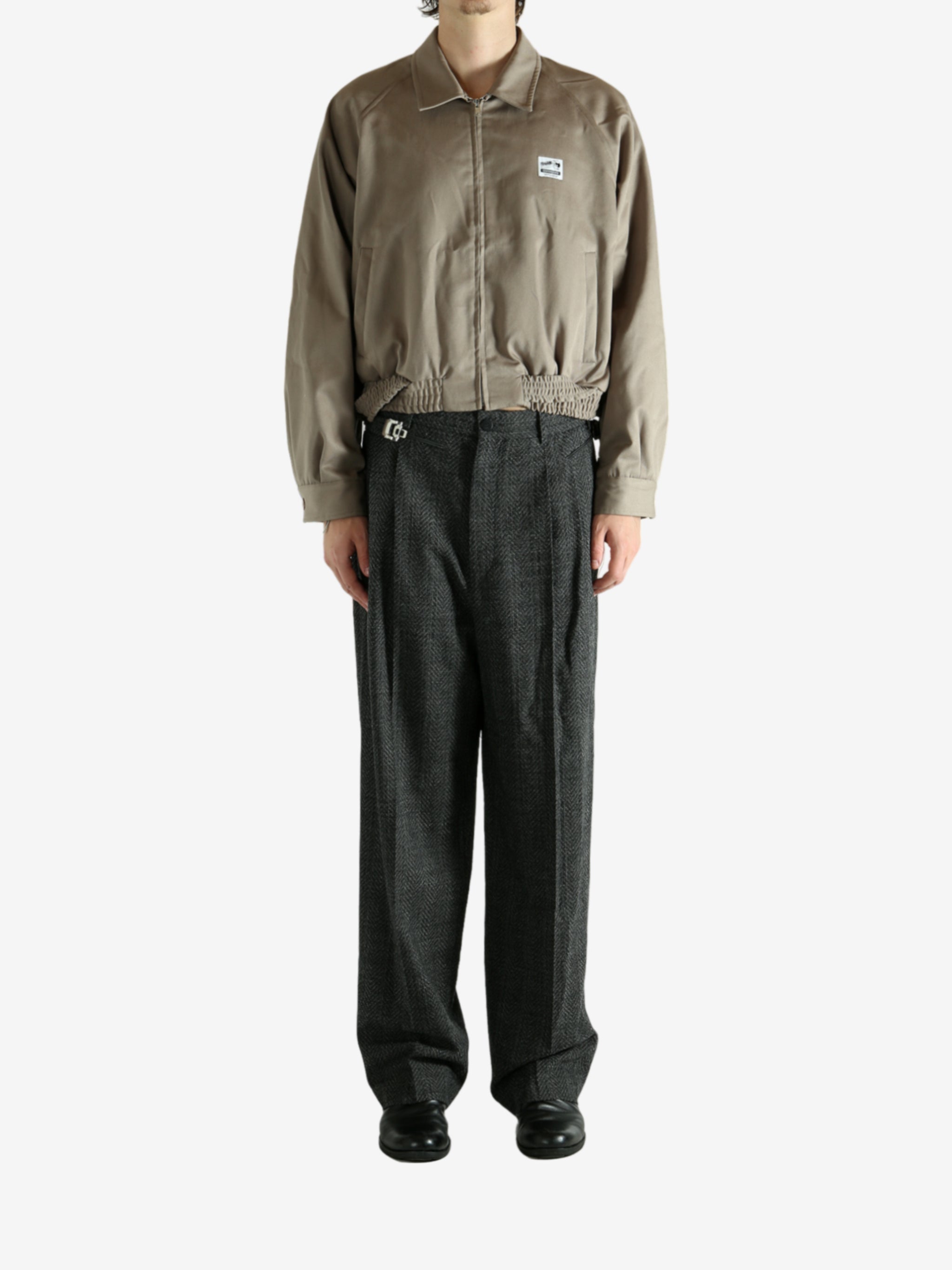 Tan jacket, full body view