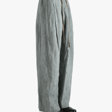Gray pants worn by a person, showing the pants fit