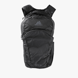 Black backpack, front view