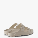 Tan sandals, side view