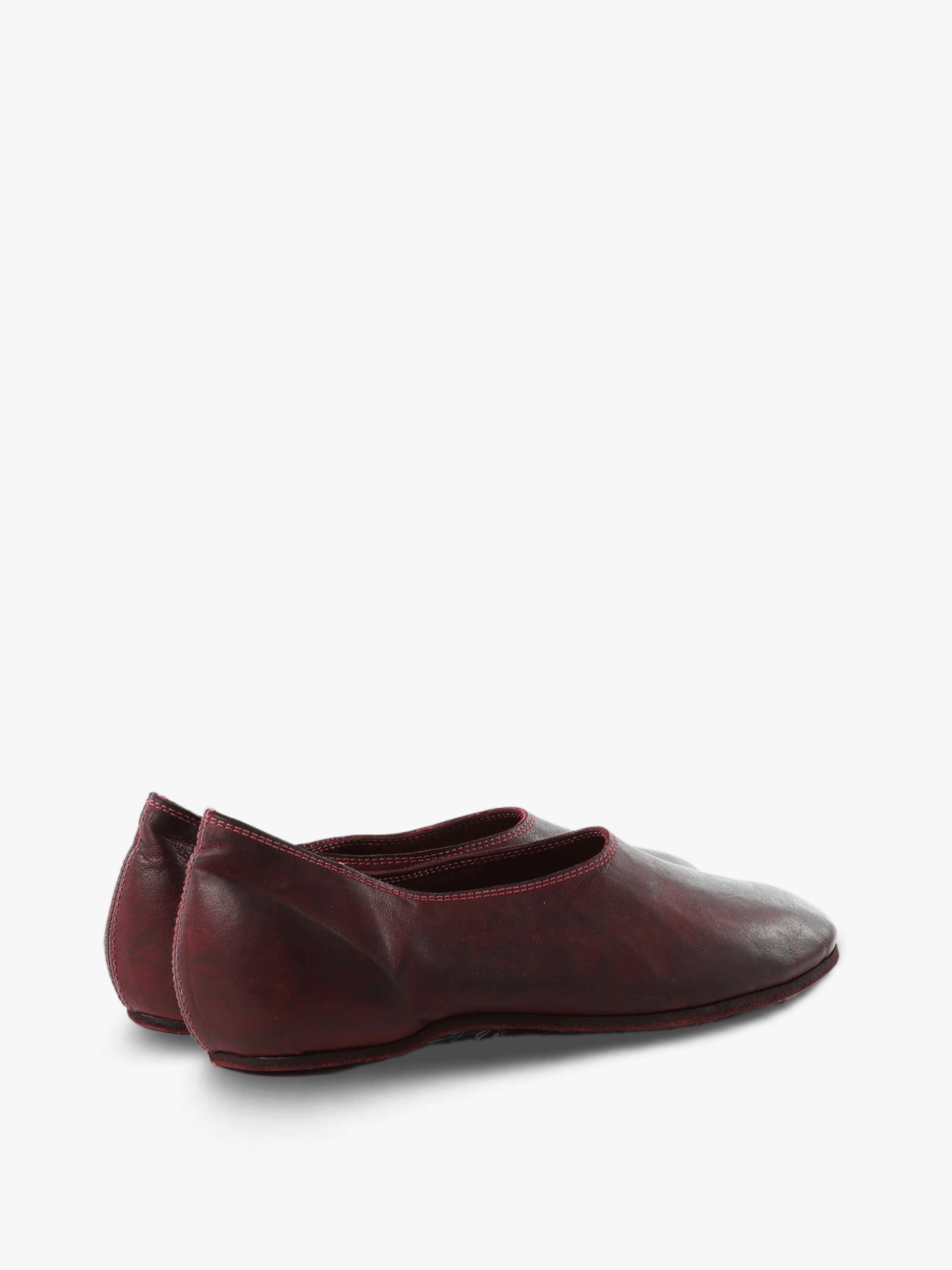 Burgundy shoes, side view