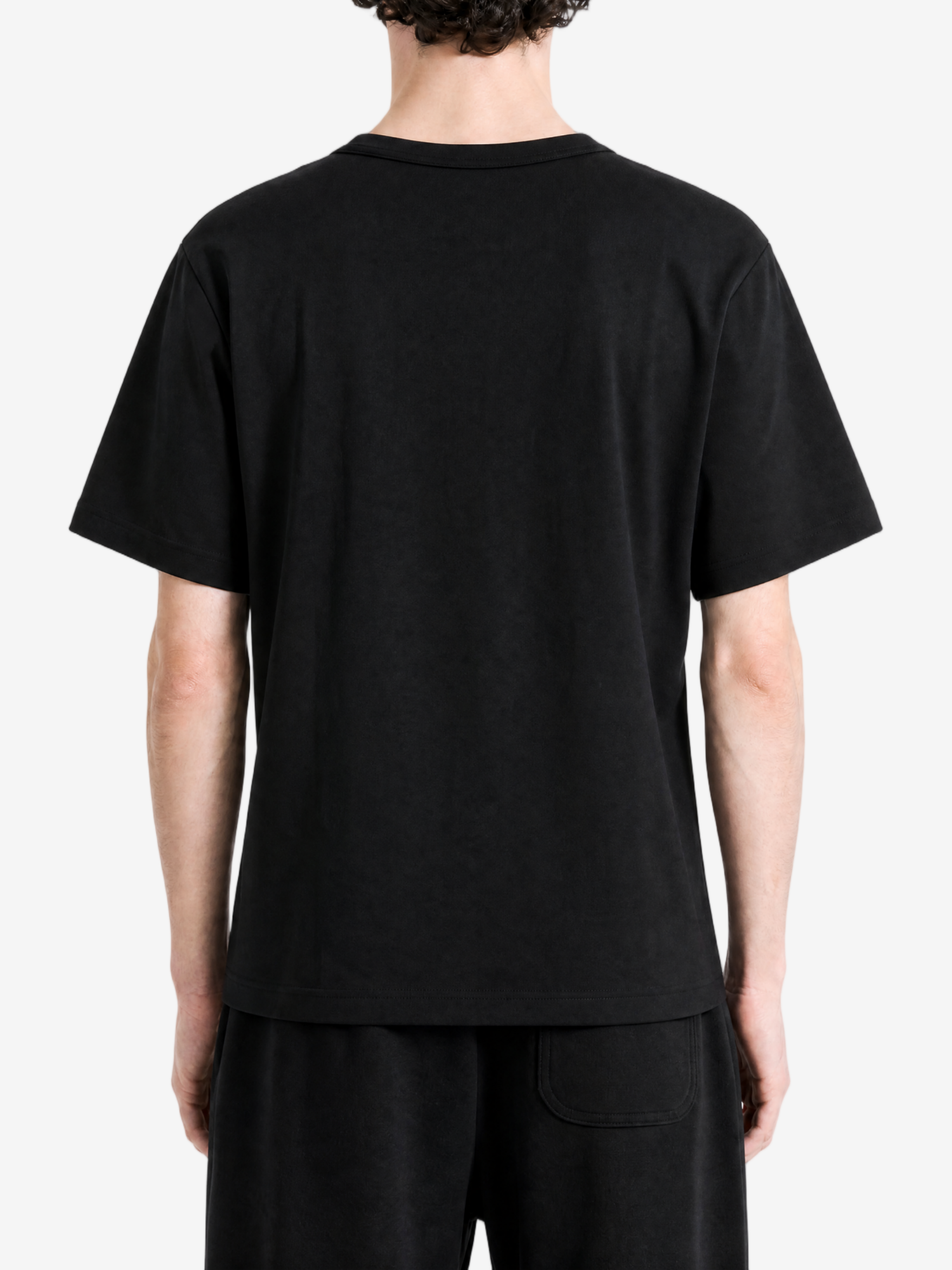 Black t-shirt, full body view