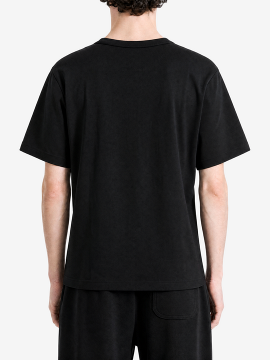 Black t-shirt, full body view