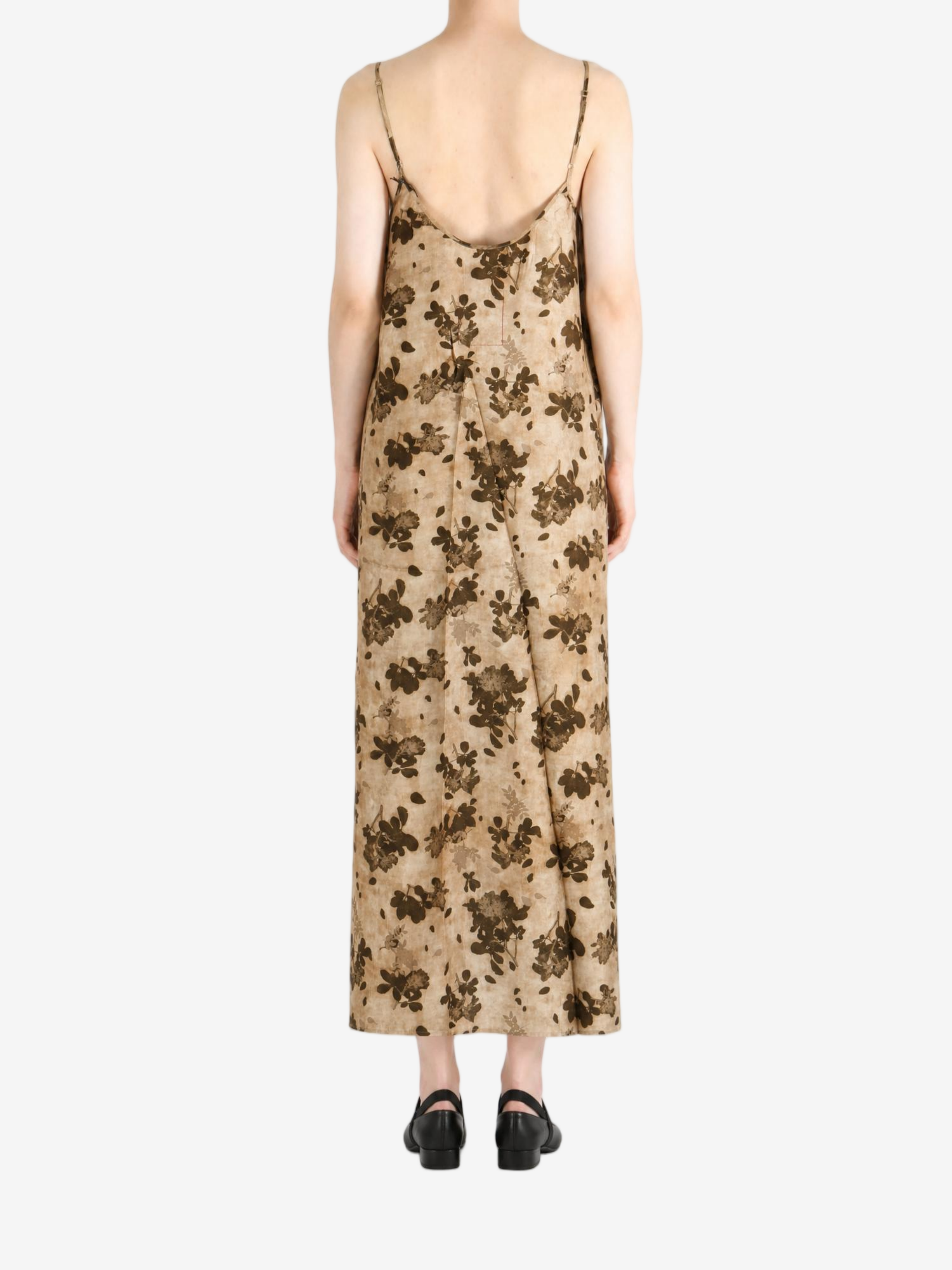Tan dress, full body view