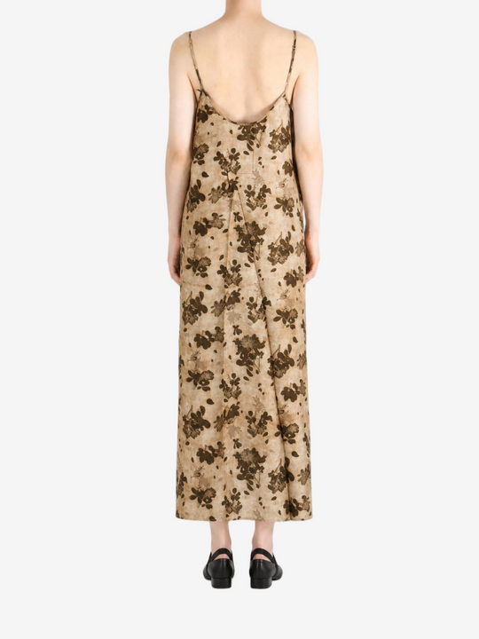 Tan dress, full body view