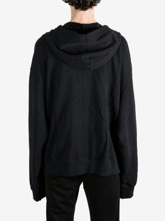 Black hoodie, full body view