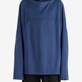 Navy hoodie, full body view
