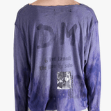 Purple top worn by a person, showing the tops fit