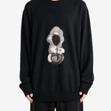 Black knitwear, full body view