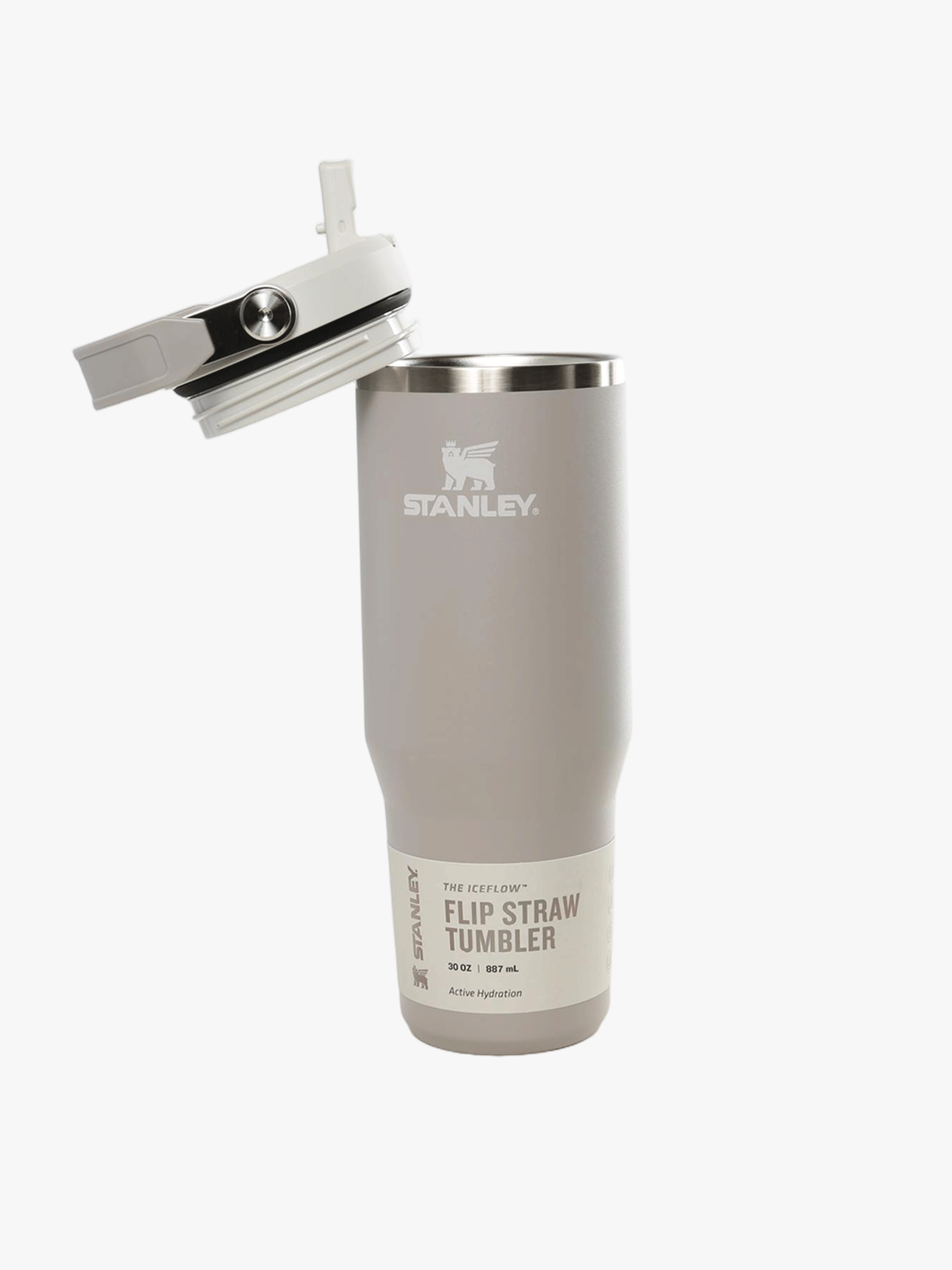 Grey tumbler, front view