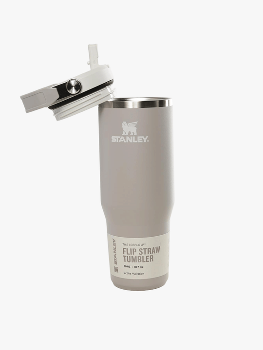 Grey tumbler, front view