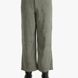Grey pants worn by a person, showing the pants fit