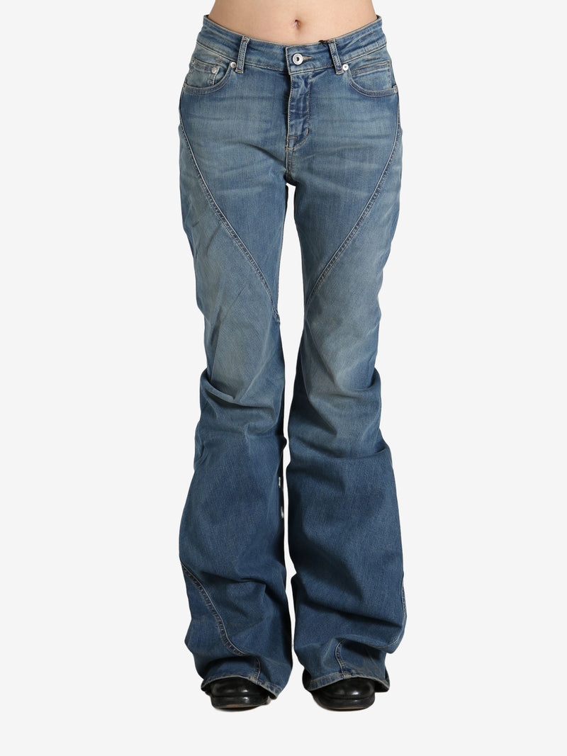 RICK OWENS DRKSHDW - Women Denim Bias Bootcut Jeans