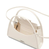 Close up of the white, showing texture of the leather fabric