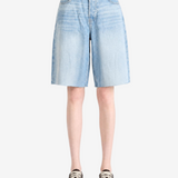Blue shorts, full body view