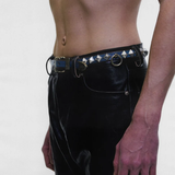 Blue accessories worn by a person, showing the accessories fit