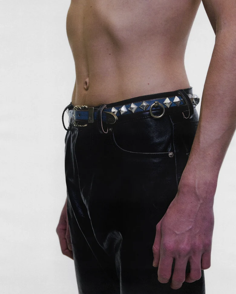 Blue accessories worn by a person, showing the accessories fit