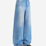 Blue pants, full body view