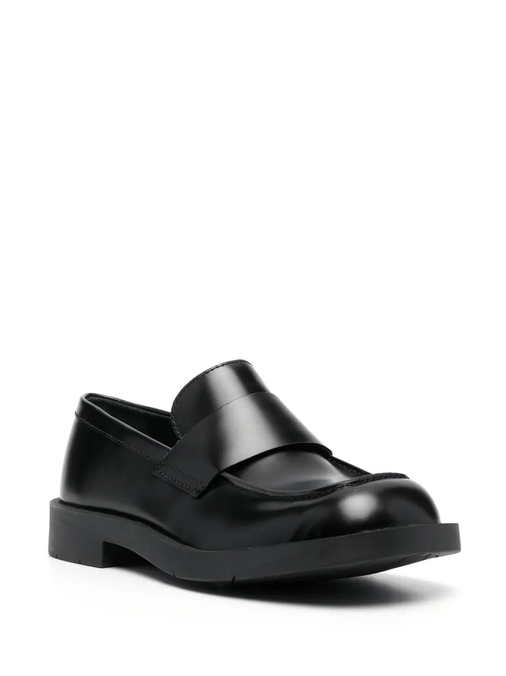 Black loafers, side view