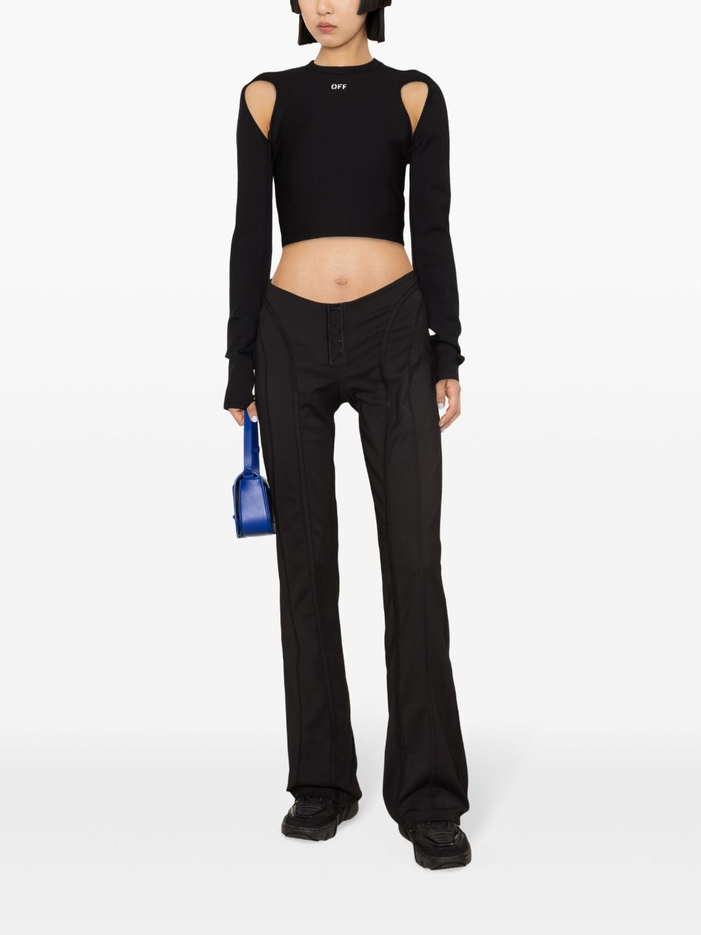 OFF WHITE - Women Sleek Long Sleeve Crop Top