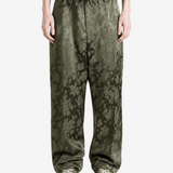 Green pants, full body view