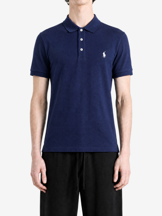 Navy t-shirt, full body view