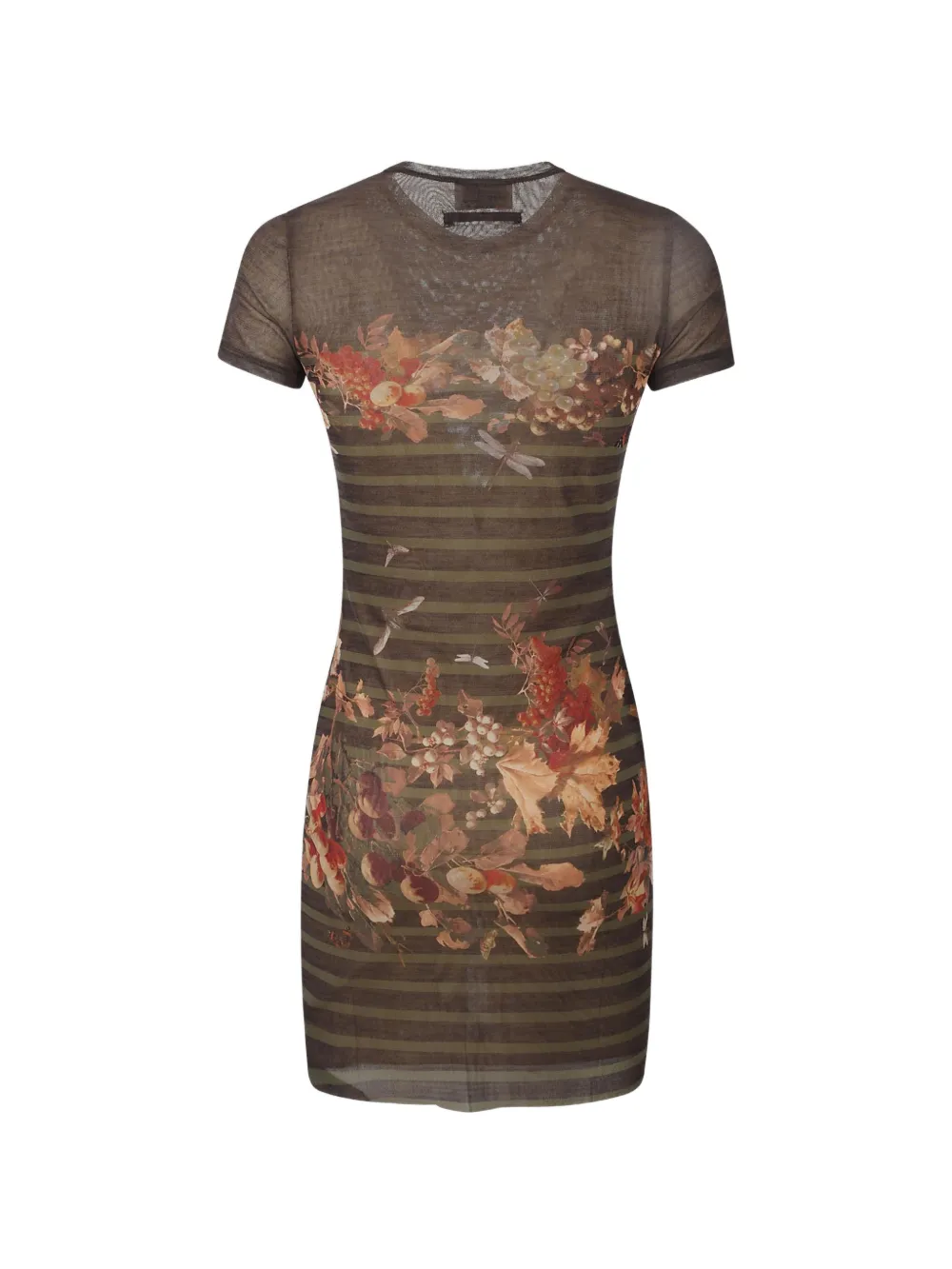 Jean Paul Gaultier Mesh Printed Marinire Grape Short Dress in Dark Green,Brown - Size S Jean Paul Gaultier Mesh Printed Marinire Grape Short Dress in Dark Green,Brown - Size S