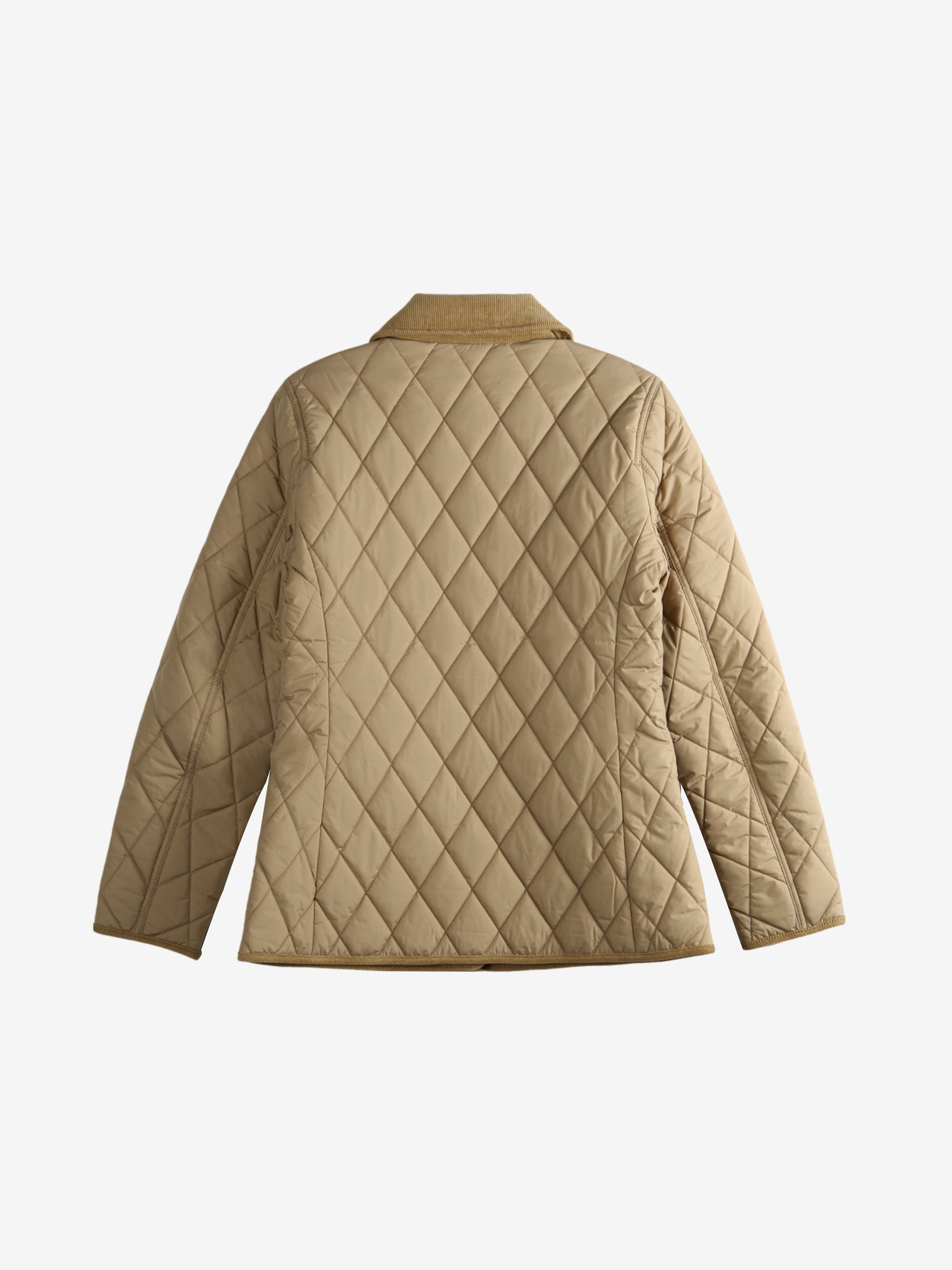 Yellow coat, back view showing relaxed fit