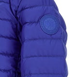 Close up of Blue hoodie, showing texture of the 100% polyamide fabric