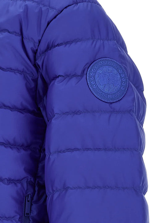Close up of Blue hoodie, showing texture of the 100% polyamide fabric