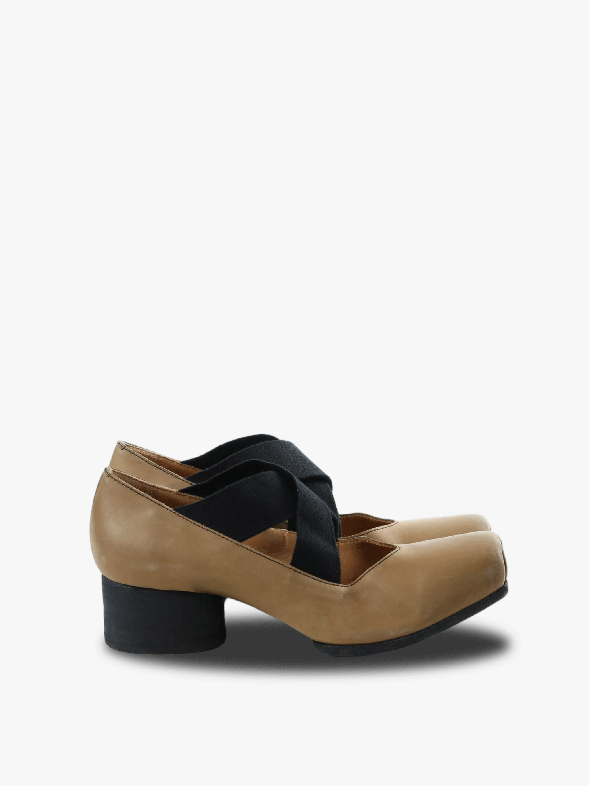 Brown heels, front view