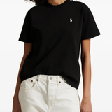 Black t-shirt worn by a person, showing the t-shirt fit