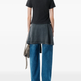 Black t-shirt, full body view