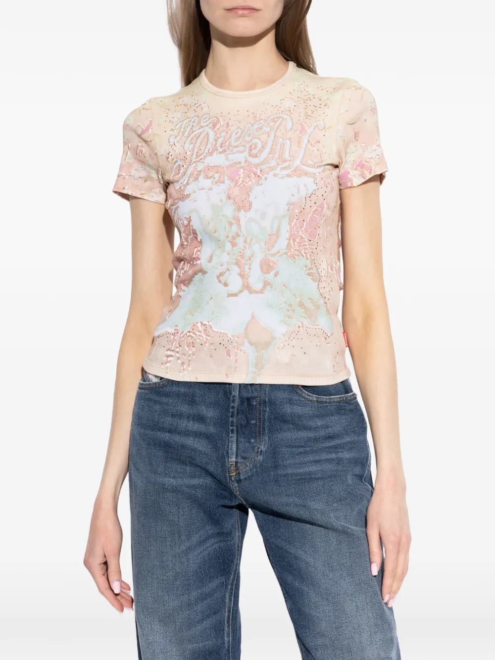 Tan top worn by a person, showing the top fit