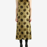 Tan dress, full body view