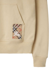 BURBERRY - Men Check Label Cotton Hoodie