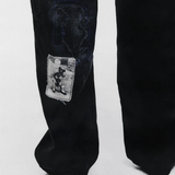 Close up of Black pants, showing texture of the 100% cotton fabric
