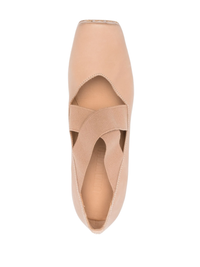 Beige ballet shoes, front view