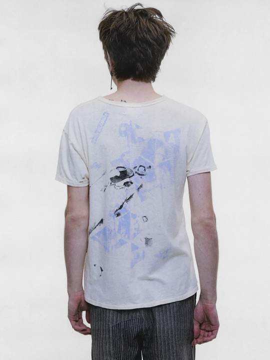 Tan t-shirt, full body view