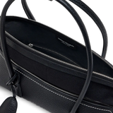Close up of black bag, showing texture of the Calf Leather fabric