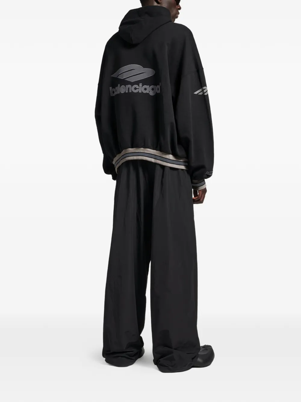 black hoodie, full body view