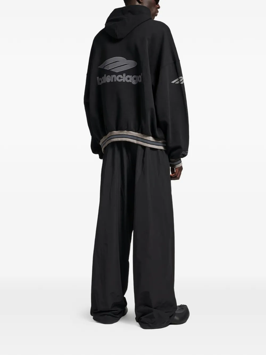 black hoodie, full body view