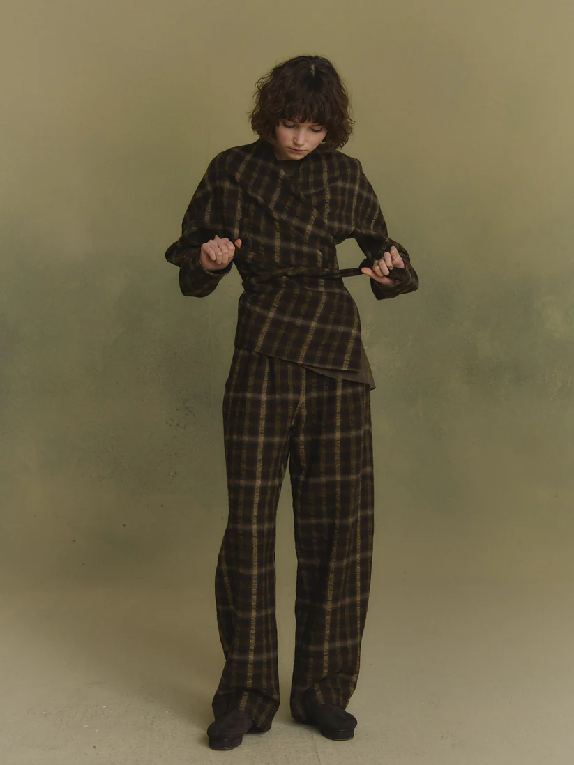 Brown jacket, full body view