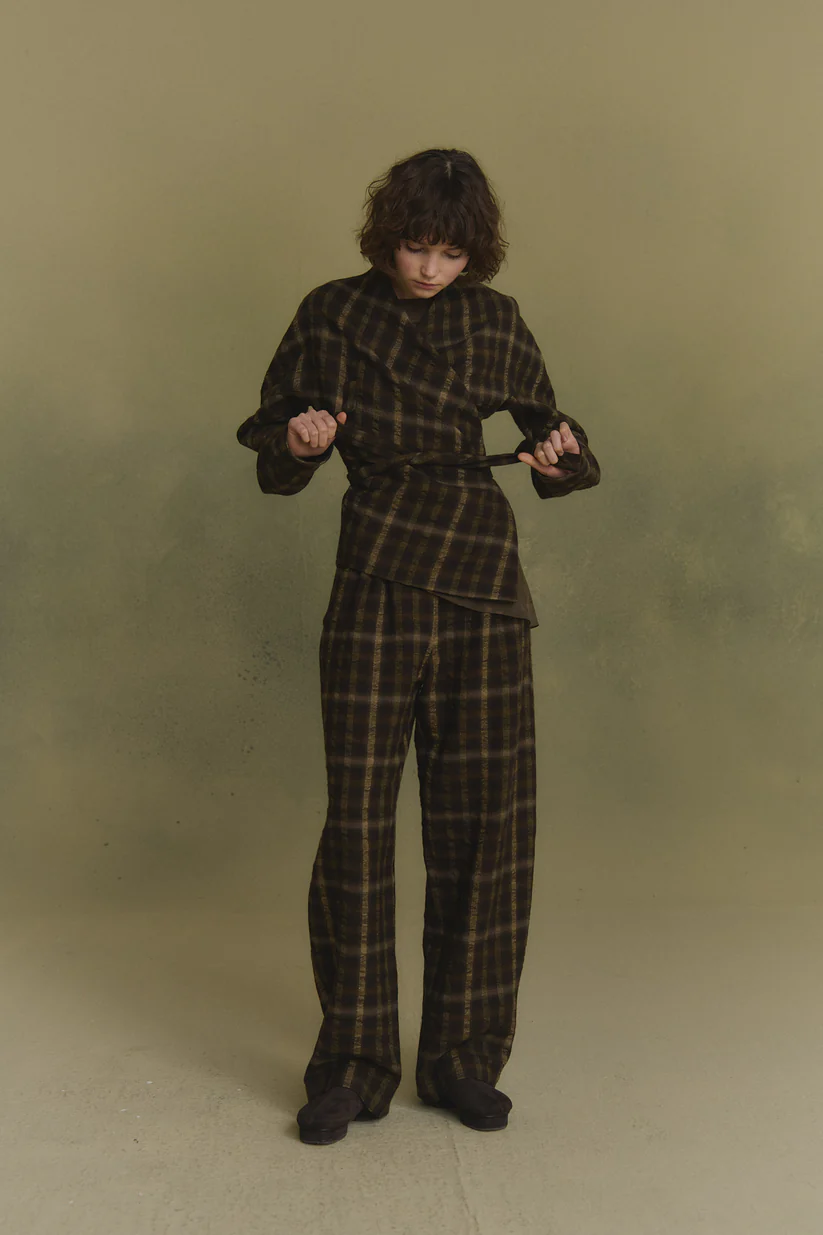 Brown jacket, full body view